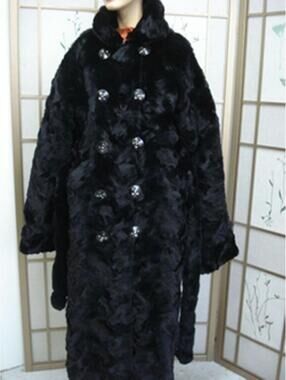 *BRAND NEW BLACK SHEARED FOX FUR COAT JACKET W/ BELT WOMEN WOMAN SIZE 6-8 SMALL
